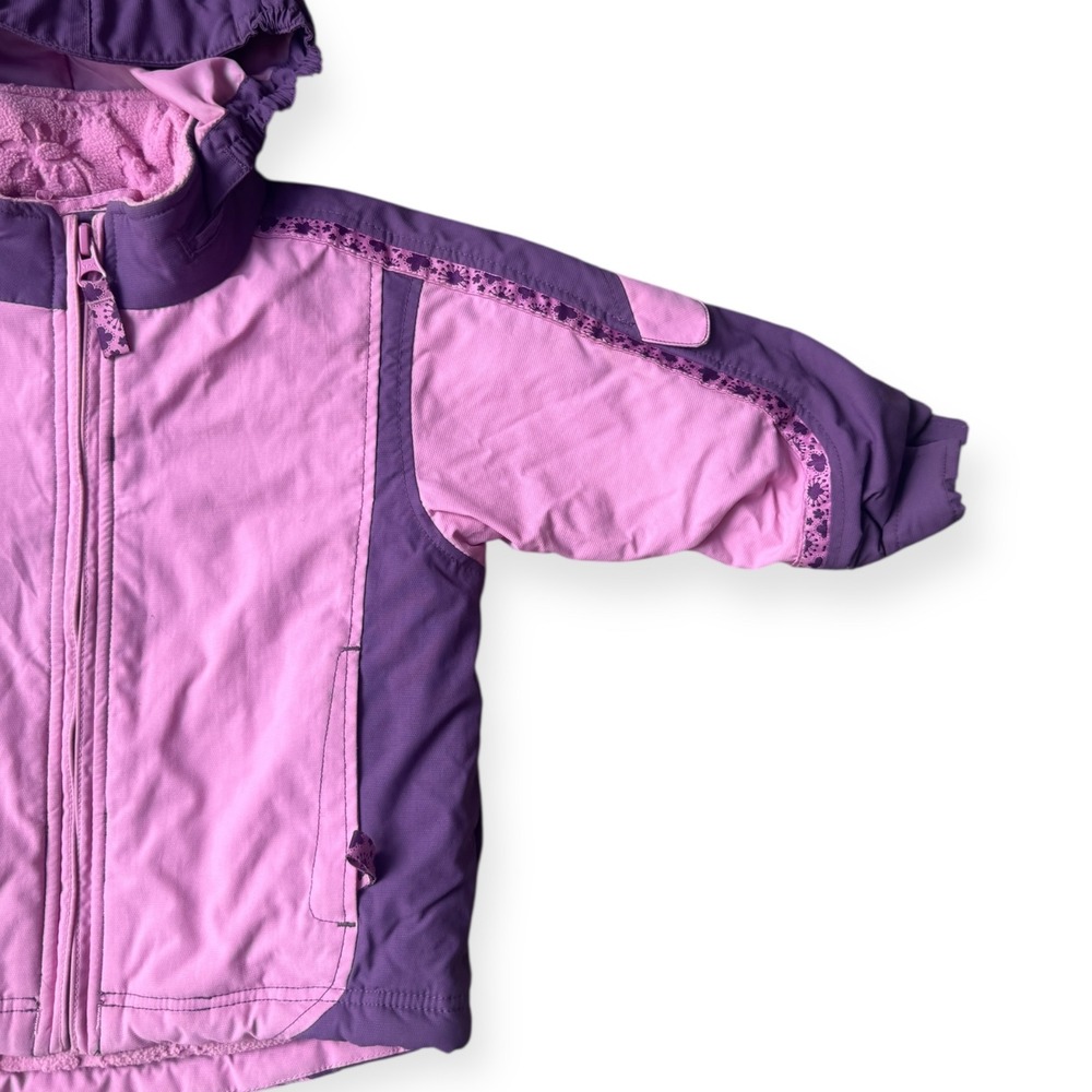 REI Toddler Girls 18 Months Purple Pink Fleece Lined Winter Jacket Hooded - Picture 12 of 13